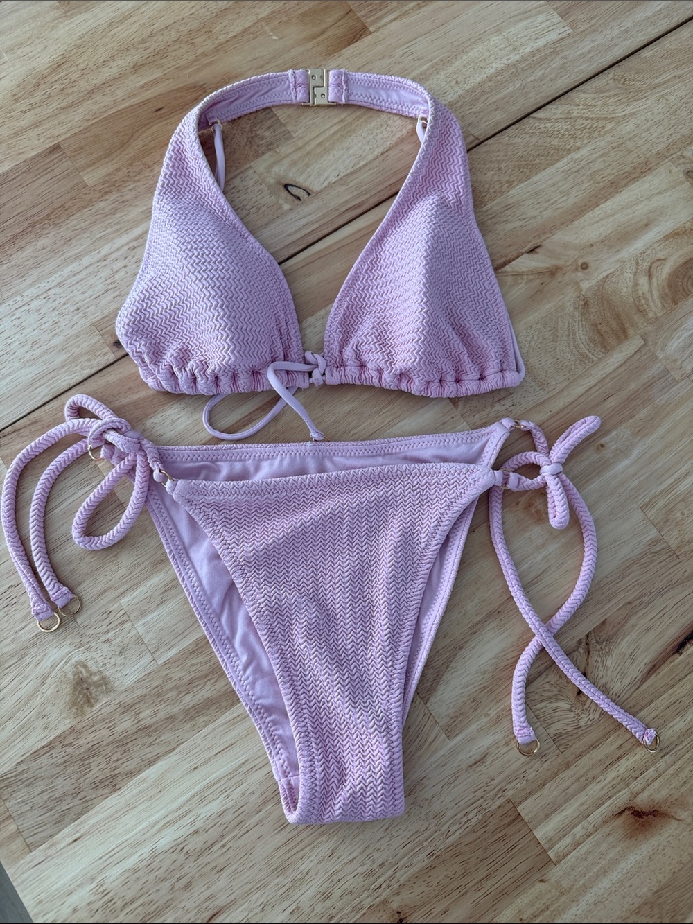 Seafolly textured halter neck and cheeky bottom bikini set